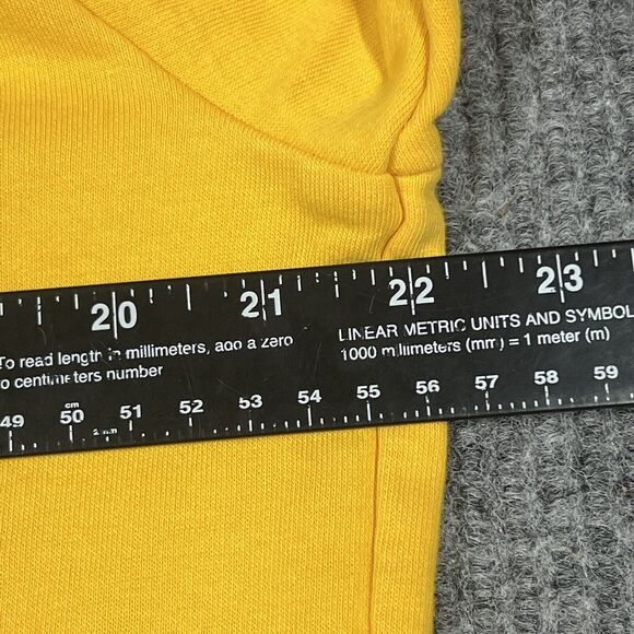 ADIDAS Hoodie Mens Medium Yellow Feel Cozy Pullover Sweatshirt Kangaroo Pouch - Picture 12 of 14